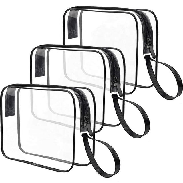 Cosmetiquera Transparente, 3 Piezes Bolsa de Cosméticos Transparente Con Cierre, Organizador de Maquillaje Portátil,Neceseres y Bolsas de Cosméticos Para Viajes de Negocios y Desplazamientos