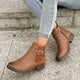 thumbnail image 2 of NECHOLOGY Botas Mujer Adulto Femenino Zapatos Botines de mujer Botas de tobillo para mujer, simples, de color sólido, cómodas, con tacón grueso, de medio cilindro, , de talla grande (Brown, 7), 2 of 6