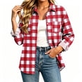 thumbnail image 7 of Josdec Women's Plaid Button Down Shirt, Lapel Long Sleeve with Double Chest Pockets for Office Daily S‑2XL, 7 of 7