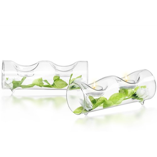 National Tree Set of 4 4 Inch Glass Candle Holders with Rabbit and Mini Assorted Flowers RAE-C030117-1