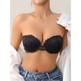 thumbnail image 6 of IQOGKRN Women Strapless Wireless Push Up Bra High Support Non Slip Bustier Breathable Invisible Front Clasp Strapless Comfort Bra Black L, 6 of 9