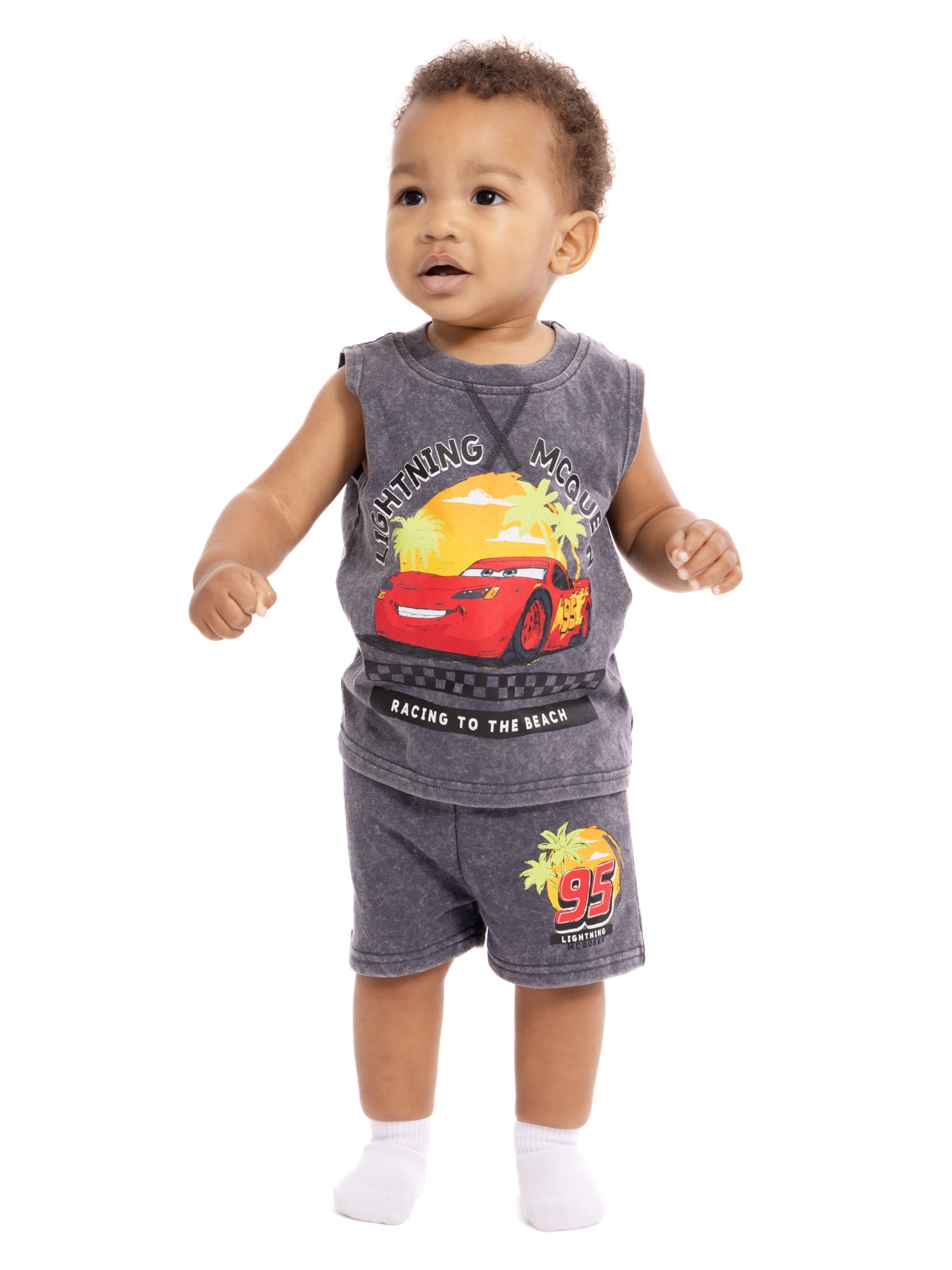 Pixar Cars Baby Boys Lightning McQueen Sleeveless Graphic Tank Top and Shorts Set, 2-Piece, Sizes 0/3M-24M
