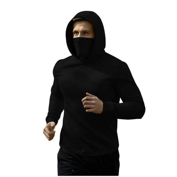 purcolt Men's Hoodie with Face Mask UPF 50  Sun Protection Rash Guard Long Sleeve Sun Shirt for Fishing Running Swimming Hiking