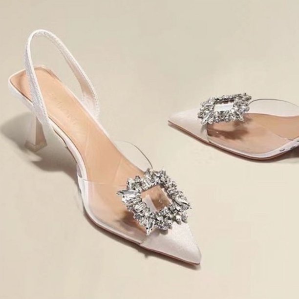 Primavera y otoño moda nuevo banquete Sexy cómodo cristal transparente Color sólido puntiagudos tacones altos de mujer