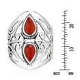 thumbnail image 5 of AeraVida Grand Reflection Filigree Teardrop Synthetic Coral Sterling Silver Ring-7, 5 of 5