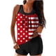 thumbnail image 2 of Trajes de baño Tankini Amzcrzy para mujer, trajes de baño, trajes de baño, bikini, traje de baño de dos piezas con estampado del Día de la Independencia, cintura alta y conservador, multicolor, S, 2 of 6