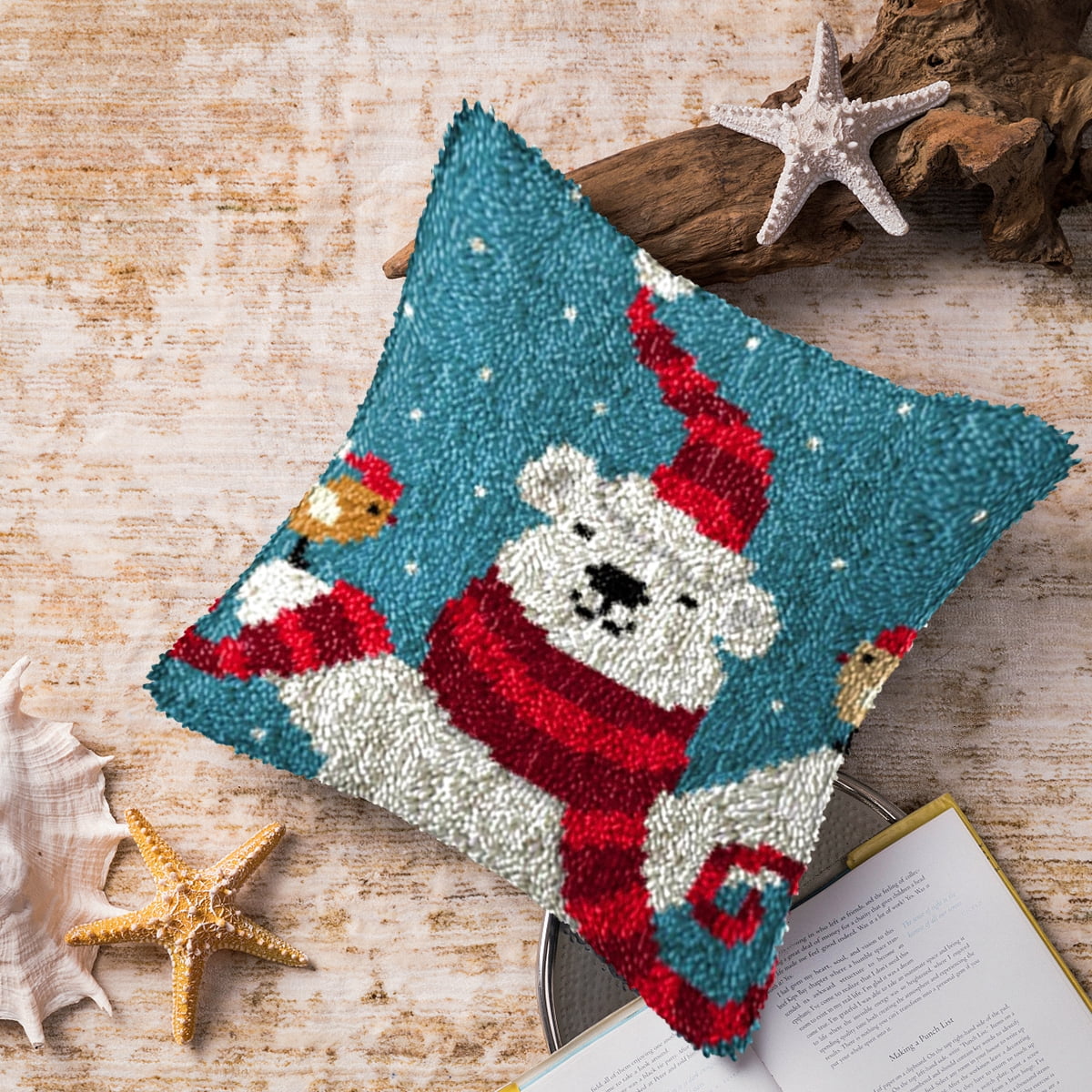 Latch Hook Pillow Kits for Adults pillow,latch hook pillow kits,Bear And Panda Embroidery Creative Craft Home Decor Ideal for Learning Pillow Making 43×43cm/17*17in