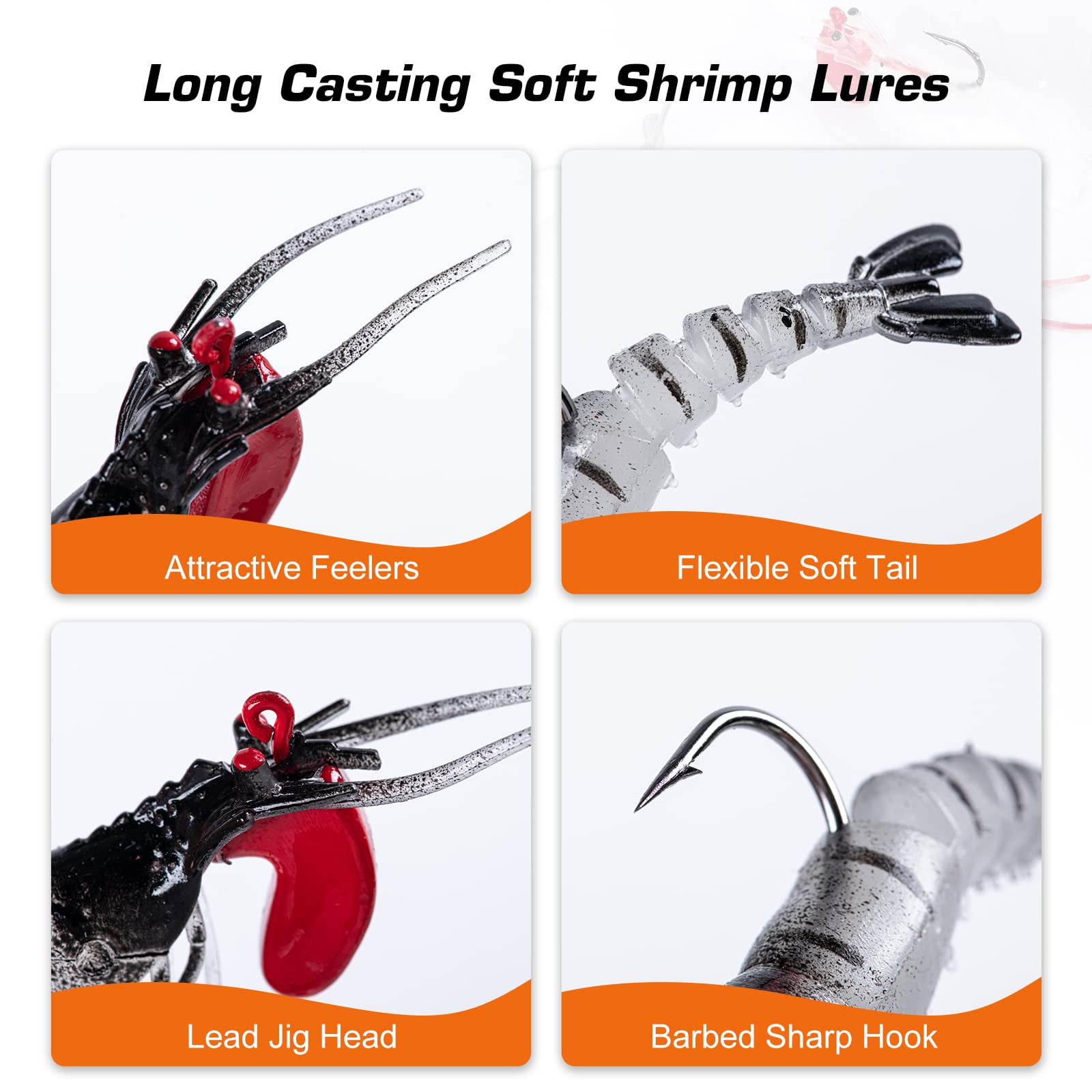 Goture Soft Shrimp Lures Fishing Popular Bait for Freshwater Fish and Bass  
