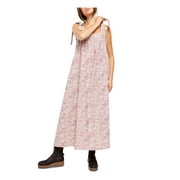 FREE PEOPLE Womens Pink Floral Square Neck Full-Length Trapeze Dress M