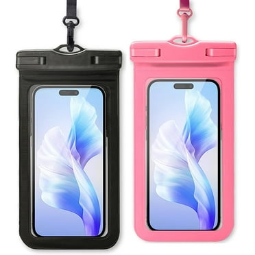 Universal Waterproof Phone Pouch with Lanyard Cellphone IPX8 Diving Up to 7.2" Dry Bag Case Outdoor Beach Float Underwater Dustproof Touch Phone Case (Color : Black/Pink)