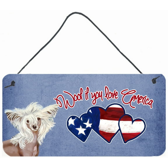 Carolines Treasures LH9512DS612 Woof if you love America Chinese Crested Wall or Door Hanging Prints 6HX12W multicolor