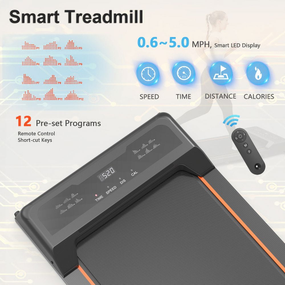 Walking Pad Treadmill, Under Desk Portable w/ Remote & LED Display, 2.5HP Motor 260LBS Capacity, Quiet Space Saving Fitness Equipment for Home Office, Black