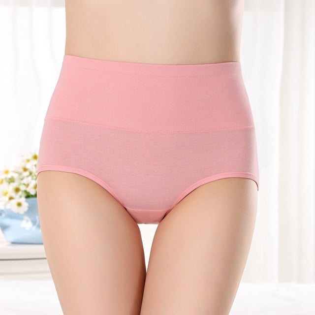 DPTALR Women's Solid Color High Waist Briefs Lift The Hip Cotton Underpants