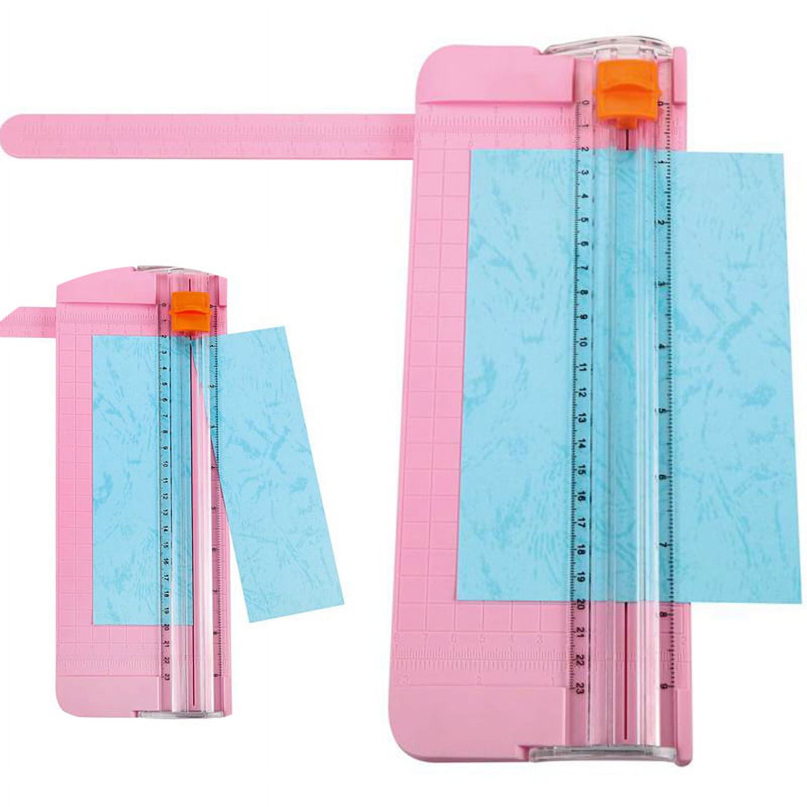 A4 Paper Cutter Mini Crafts DIY Non Slip Ruler Hand Tool Durable Photo Trimmer Lightweight for Office Home School Stationery Paper Photo Pink, Size