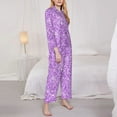 thumbnail image 4 of Kll Lilac Glittering Print Women'S Long Sleeve Pajamas With Pants Sleepwear Loungewear 2 Set-Xx-Large, 4 of 9