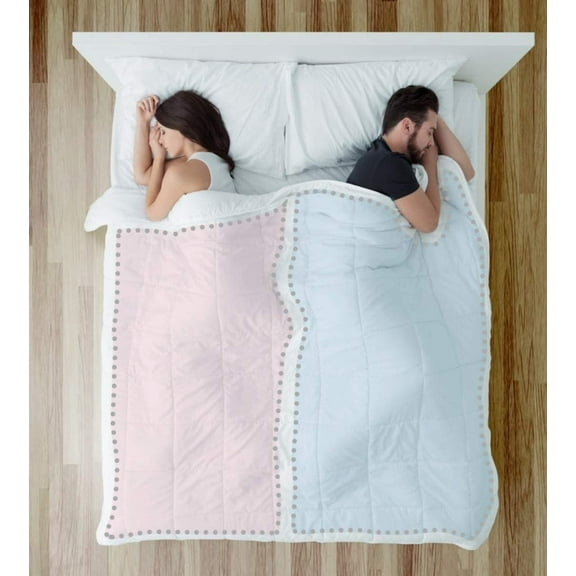 Dual Zone Couples Comforter - Warm (Thick) Side - Cool (Thin) Side, Hypoallergenic, Down Alternative, Corner Ties (Queen, White)