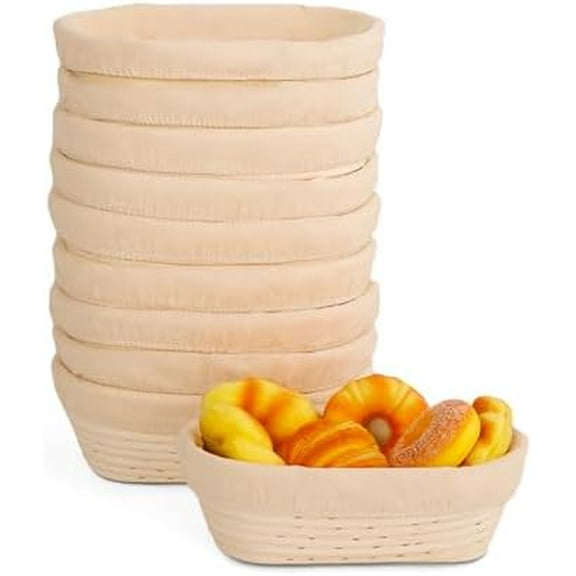 10 Sets Banneton Bread Proofing Basket Sourdough Proofing Baskets Bread Baking Bowl Kit with Cloth Liner and Dough Scraper for Home Bread Bakers(10 Inch)