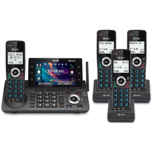 Teléfono inalámbrico residencial y empresarial AT&T DECT 6.0 de 4 teléfonos