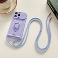 thumbnail image 2 of Designed for iPhone 13 Case with Camera Cover & Kickstand, Slide Lens Protection + Magnetic Ring Stand, Crossbody Strap,6.1 Inch,Purple, 2 of 6
