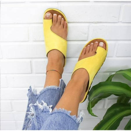 Women Comfy Slippers Wedge Sandals Pu Leather Casual Sandals Shoes Ladies Flip Flops Thong 2019 Summer New Woman Foot (Best Cushioned Walking Shoes 2019)