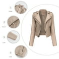 thumbnail image 4 of qolati Women Faux Leather Jackets Vintage Long Sleeve Zip Up Motorcycle Jacket 2024 Trendy Lightweight Collar Cropped Coats Outwear, 4 of 7