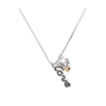 thumbnail image 2 of Delight Jewelry November - Yellow Crystal Bicone - Love and Lock Charm Necklace, 18"+1", 2 of 4