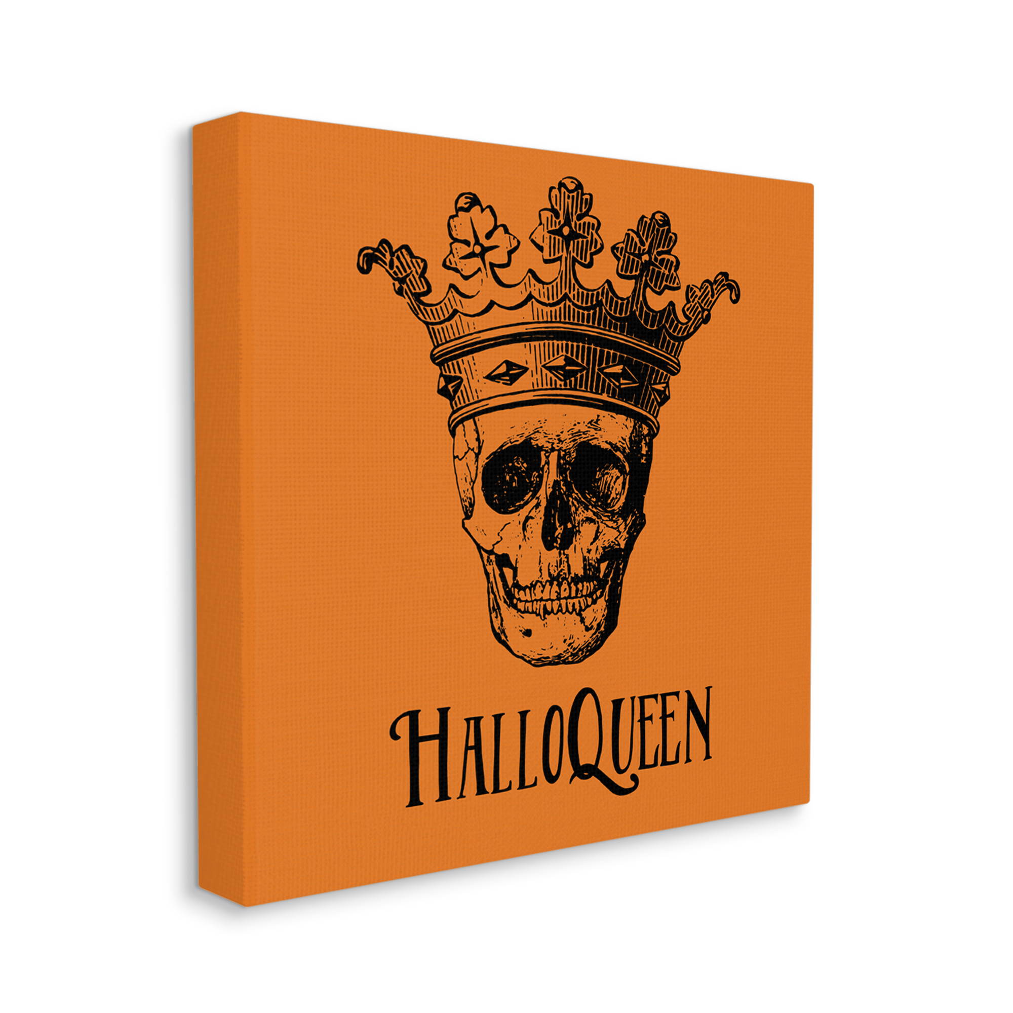 Stupell Industries HalloQueen Skull in Crown Holiday Painting Gallery Wrapped Canvas Print Wall Art, 30 x 30