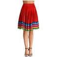 thumbnail image 6 of iiniim Womens Long Full Circle Folklorico Dance Skirts Spanish Bull Folkloric Mexican Flamenco Performance Red 55cm L, 6 of 7