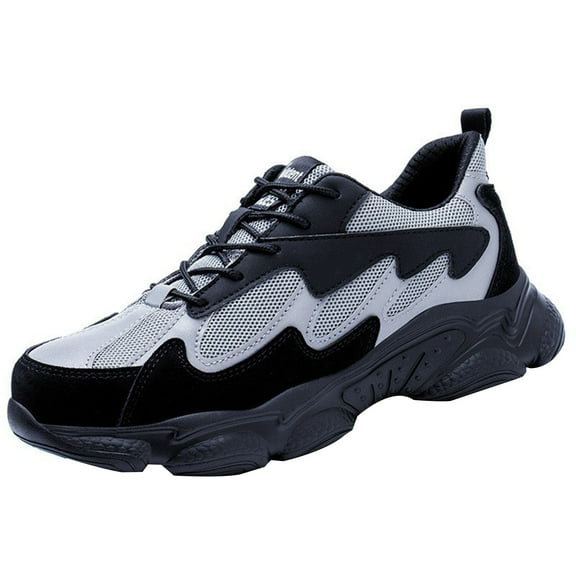 Safety Shoes Men's Lightweight Black Work Shoes Women's Anti-Smashing Steel Toe Cap Sporty Sneakers EU 35-46