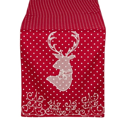 

Holiday Reindeer Design Red Table Runner 16 x70 Rectangular