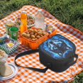 thumbnail image 4 of Jeiento Wolf Lunch Bag for Kids Boys Insulated Lunch Box with Strap Crossbody Purse Snack Storage Pouch for Adult Travel Picnic Office Work Lightweight Lunchbox with Handle Blue Cool Flame, 4 of 6