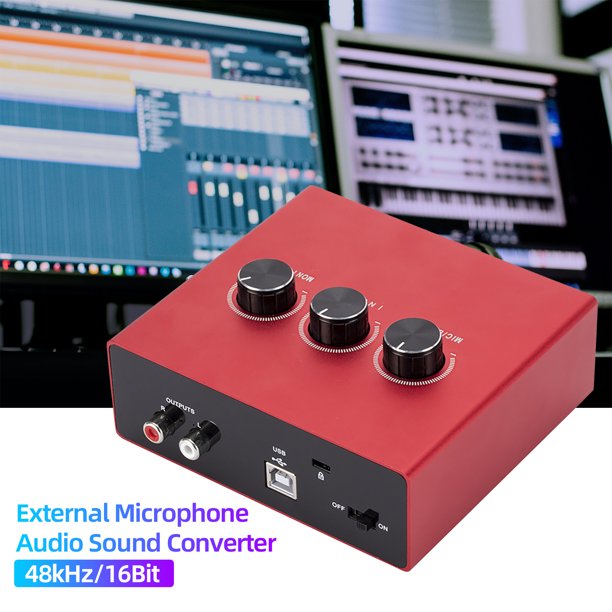 Ybeauty Sound Card Low Latency Professional Plastic External Microphone Audio Sound Converter