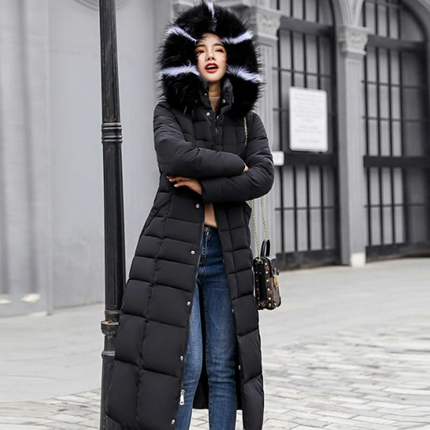 Parkas de manga larga para mujer, abrigo de algodón de longitud extendida para mujer, abrigo de algodón con capucha gruesa, holgado, resistente al frío y cálido, largo hasta la rodilla, abrigo para mu