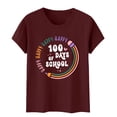 thumbnail image 4 of DONDPO Teacher Graphic Short Sleeve Tshirt 100 Days of School Shirt Women: Happy School T-Shirt Teacher Student Short Sleeve Tee 100 Days Of School Shirt School Days Tee Tops Red 2XL, 4 of 5