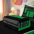 thumbnail image 5 of Erosebridal Modern Stripes Zipper Twin Comforter Sets with Fitted Sheet and 2 Pillowcases,Geometric Lines Art Zipper Bedding Set,Black Reversible,4 Pieces, 5 of 7