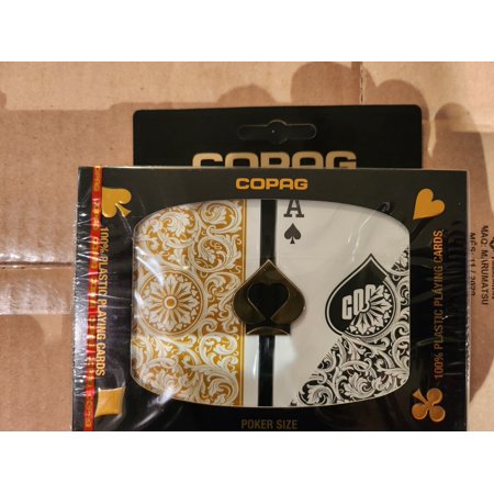 Copag 1546 Black/Gold Poker Size Regular Index Playing Cards -- 24 decks new