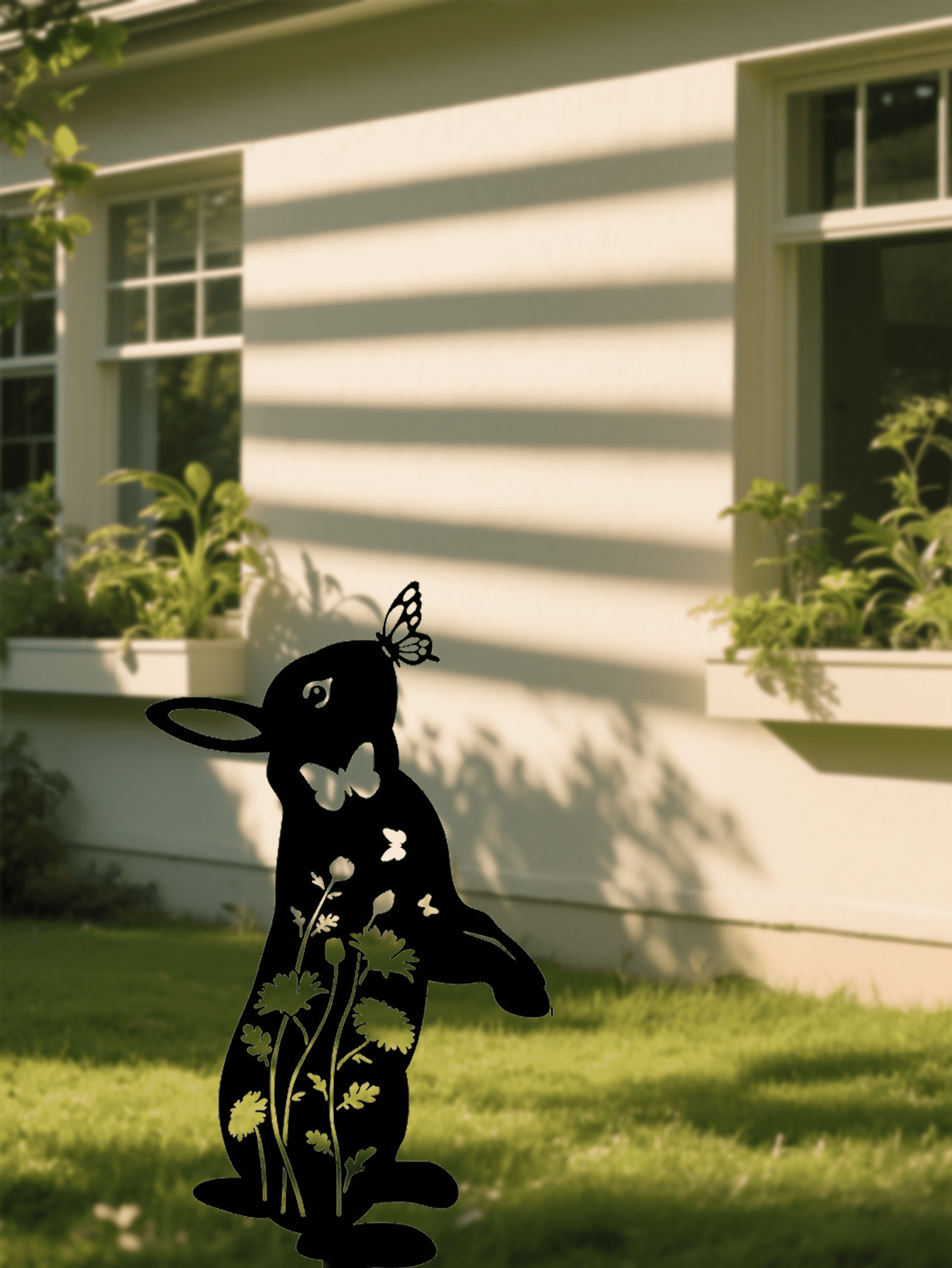 1 Pcs Rabbit Metal Garden Stake & Wall Sculpture - Outdoor Decorative Rabbit Statue, Cute Animal Silhouette Yard Art for Yard Art, Outside, Patio, Outdoor Decor, Garden Decorations, Lawn Ornaments