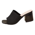 thumbnail image 3 of Women's Knit Mule Heels for Women Trendy Open Toe Stretch Knit Chunky Heel Sandals Comfortable Slip On Block Heel Dress Shoes Summer Fashion Plus Size Wide Width Black Shoes for Women, 3 of 10