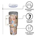thumbnail image 4 of OBREWU Bulldog Dog and Flower Florals Tumbler with Handle and Lid,Bulldog Dog and Flower Florals 40oz Double Wall Vacuum Insulated Tumbler,Cups Gift for Women and Men, 4 of 7