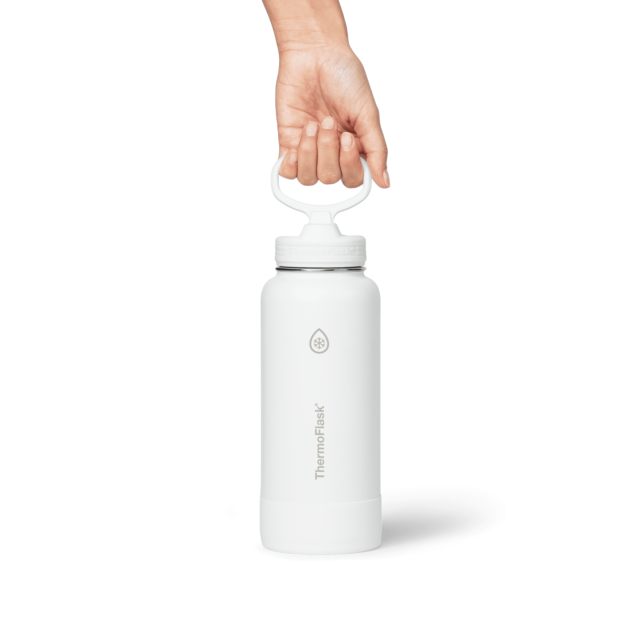ThermoFlask Classics Insulated Stainless Steel Water Bottle with Leakproof Straw Lid, 32 oz, White