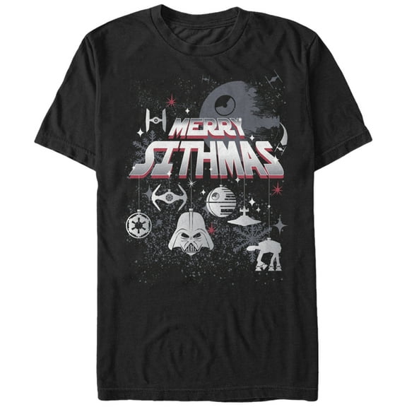 Men's Star Wars Christmas Sithmas Ornaments  Graphic Tee Black Large