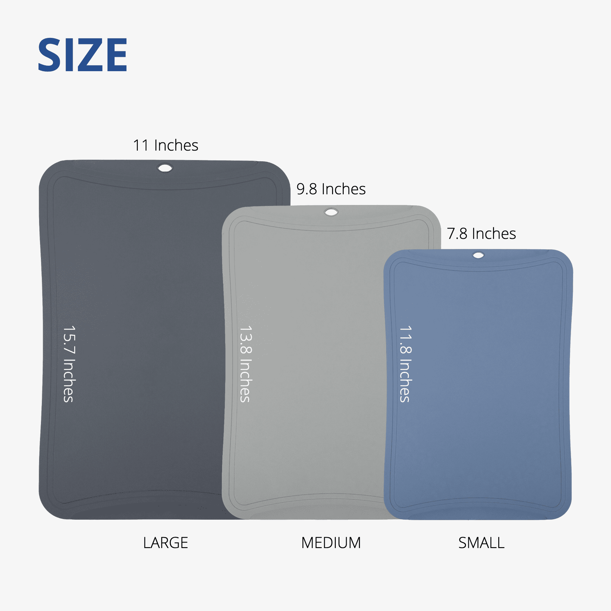 BLUE GINKGO 3-Piece Scratch Resistant TPU Cutting Mat Set | Dark Gray, Gray, Blue
