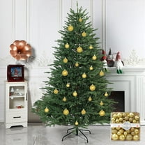 Christmas Ball Ornaments Set 44-Pack - Shatterproof Plastic Xmas Baubles Tree Decorations Set, Holiday Reusable Hanging Christmas Tree Balls Indoor Outdoor Holiday Party Festive