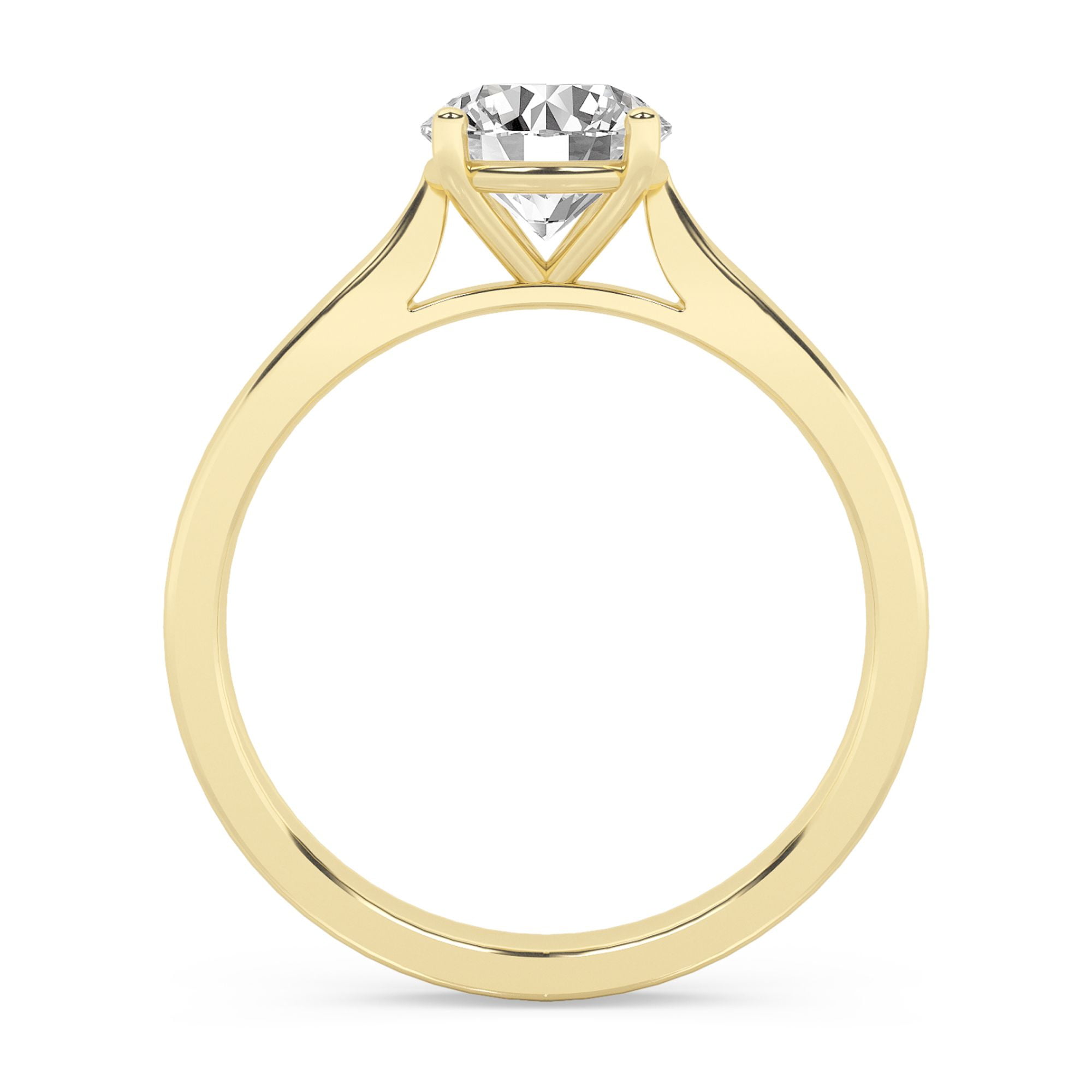 AFFY 1.00 Carat (ctw) Solitaire Engagement Rings For Women, Round Lab Created Moissanite Promise Ring For Her In 10k Solid Yellow Gold | VVS1 Quality (1 ctw) Ring Size-7.5