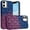 Dark Blue /Burgundy, variant on Designed for Apple iPhone 14 / iPhone 13 (6.1") Fashion Flower Design Sparkle Glitter Shimmer Rhinestone Bling Leather Feel Thick TPU Rubber Hard PC Phone Case Cover - Dark Blue /Burgundy