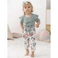 thumbnail image 6 of CARETOO Newborn Baby Girl Clothes Ruffle Pants Headband 3pcs Cotton Fabric  Casual Outfits 0-18M, 6 of 11