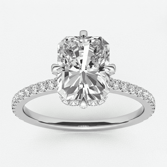 Elegant White Gold Plated Radiant Moissanite Ring for Women by Auory