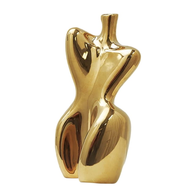 GUOOL Ceramic Vase Flower Pot Collectible Abstract Flower Pot Female Shape Flower Vase Gold