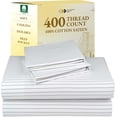 thumbnail image 1 of California Design Den Pinstripe Sheets Soft 100% Cotton Sheets Set, Luxury 400 Thread Count Sateen, 4 Piece Deep Pocket Queen Sheets Printed Striped Pattern (Pinstriped), 1 of 16