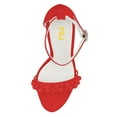 thumbnail image 4 of FSJ Women Elegant Pearls Open Toe Rhinestone Platform Sandals Ankle Buckle Strap Crystal Block Chunky Heels Wedding Party Shoes Size 15 Red, 4 of 5